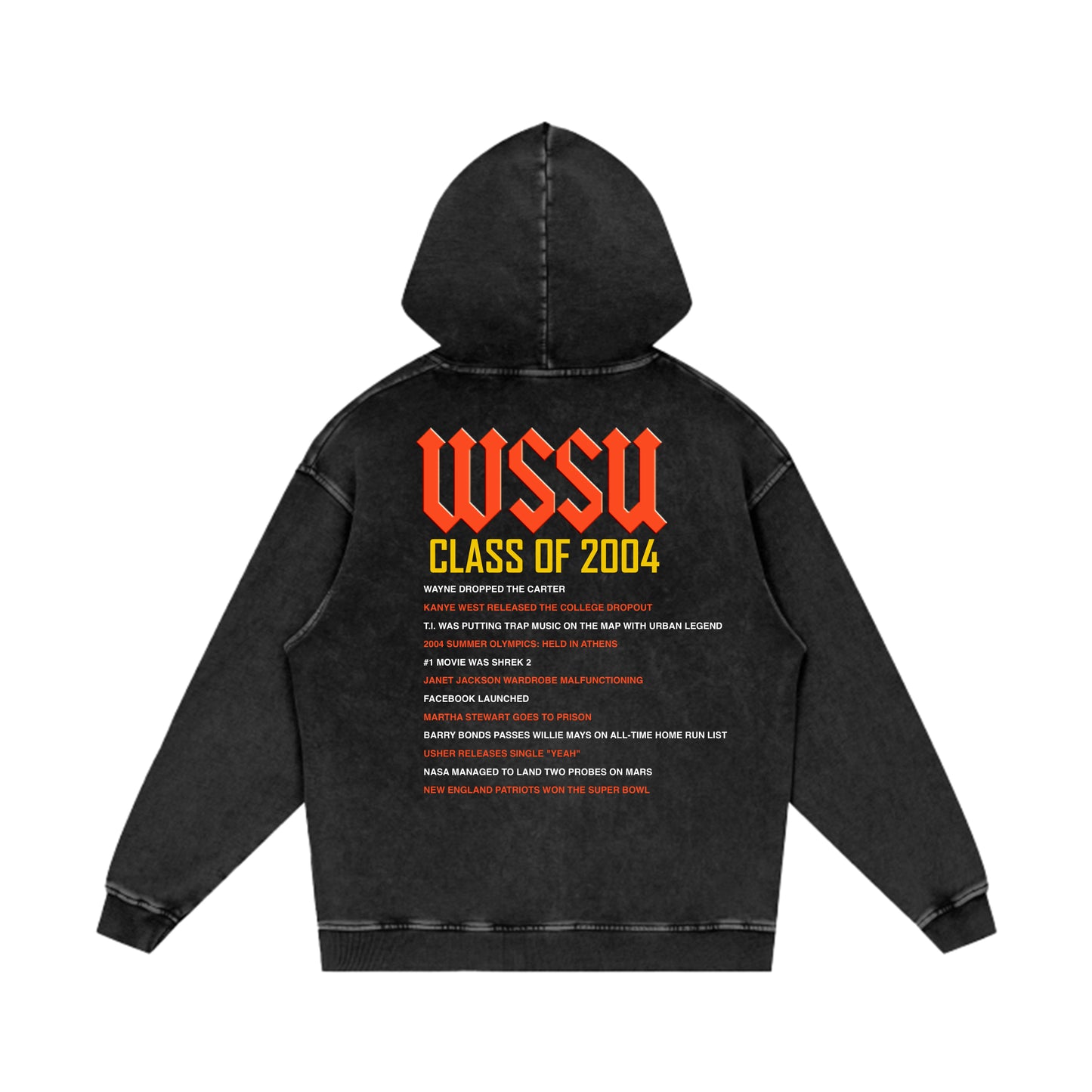 Class of 2004 Acid Wash Black Hoodie